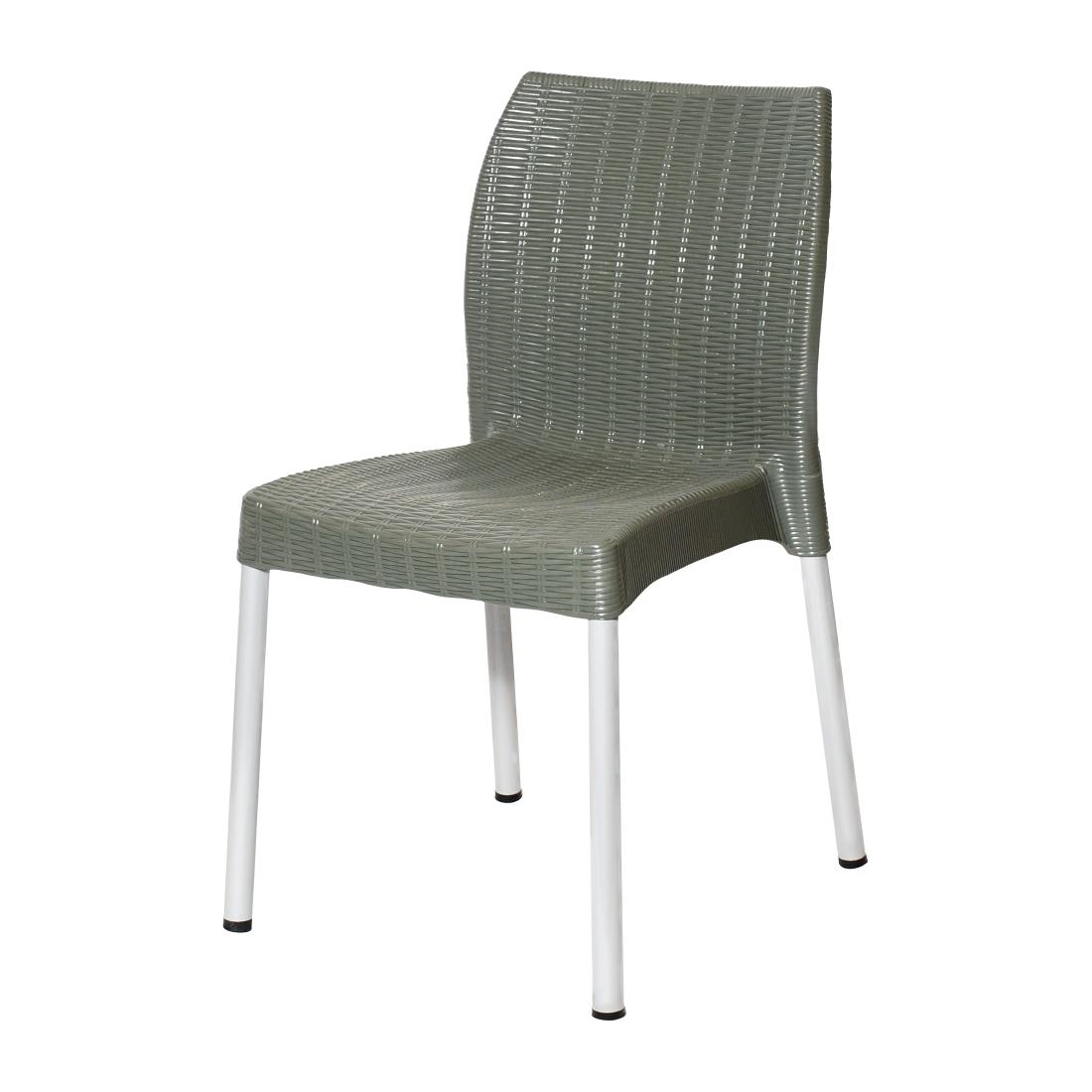 Bolero Elements Polypropylene Rattan Side Chairs Olive Green (4 Pack) - Image 3