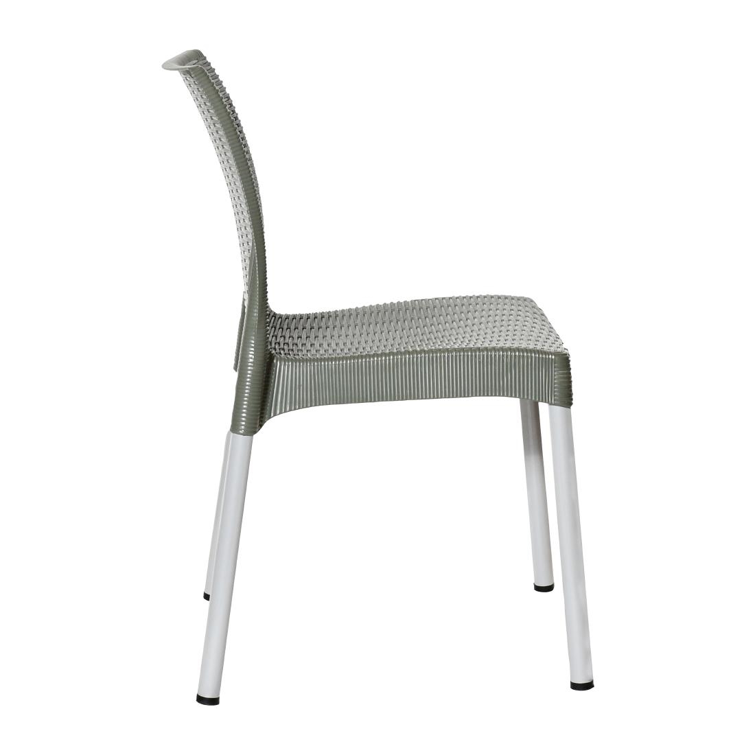 Bolero Elements Polypropylene Rattan Side Chairs Olive Green (4 Pack) - Image 4