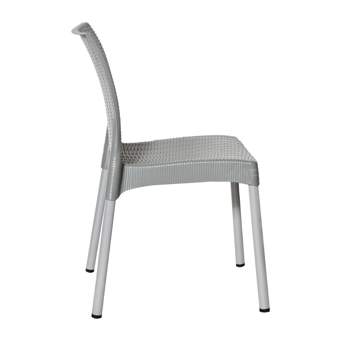 Bolero Elements Polypropylene Rattan Side Chairs Grey (4 Pack) - Image 4