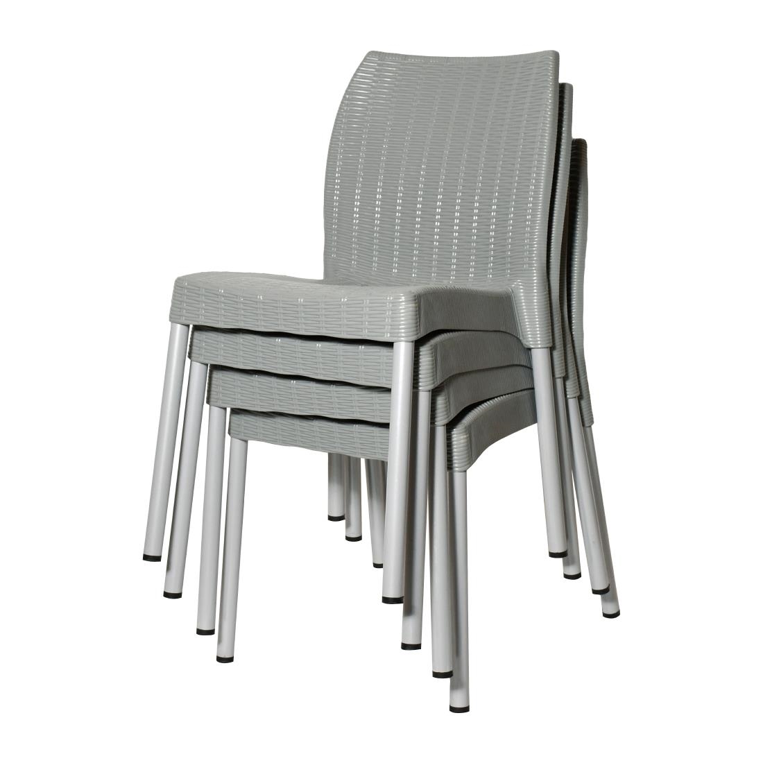 Bolero Elements Polypropylene Rattan Side Chairs Grey (4 Pack) - Image 6