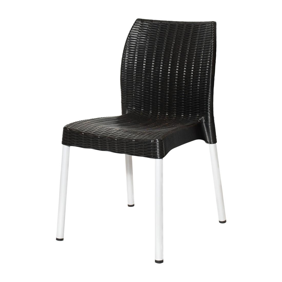 Bolero Elements Polypropylene Rattan Side Chairs Black (4 Pack) - Image 3