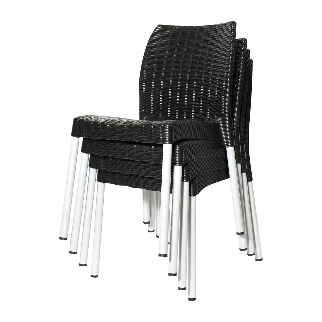 Bolero Elements Polypropylene Rattan Side Chairs Black (4 Pack) - Image 6