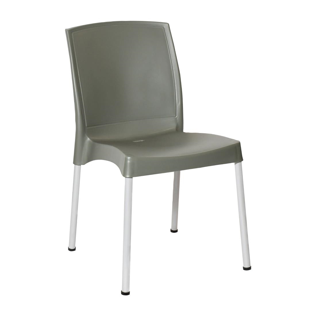 Bolero Elements Polypropylene Plain Side Chairs Olive Green (4 Pack)