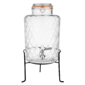 Olympia Geo Glass Clip-Top Drinks Dispenser with Wire Stand 8Ltr