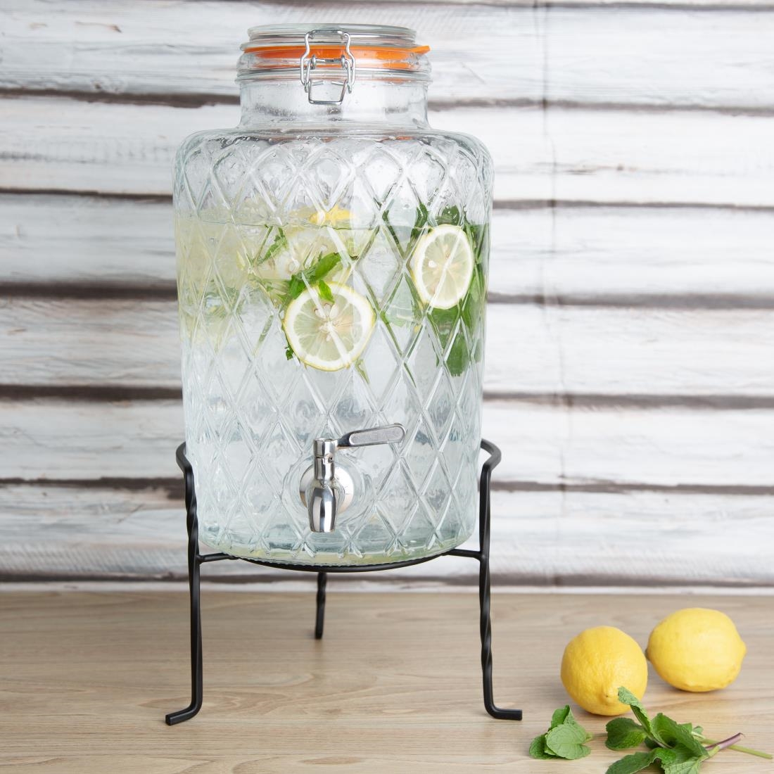 Olympia Geo Glass Clip-Top Drinks Dispenser with Wire Stand 8Ltr - Image 6