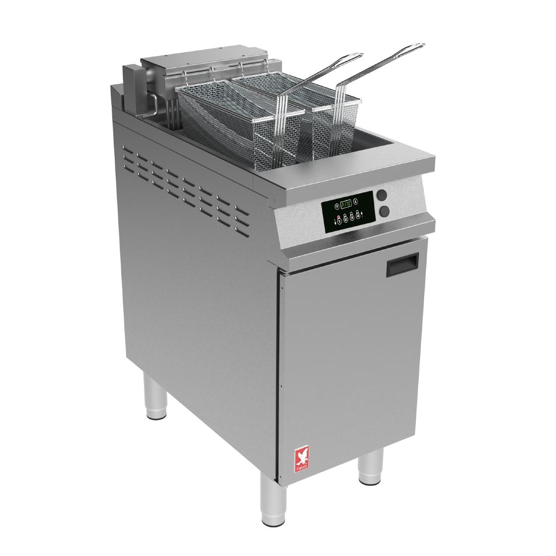 Falcon Dominator Plus E3840FXP Single Pan Twin Basket Programmable Electric Filtration Angel Fryer on Feet