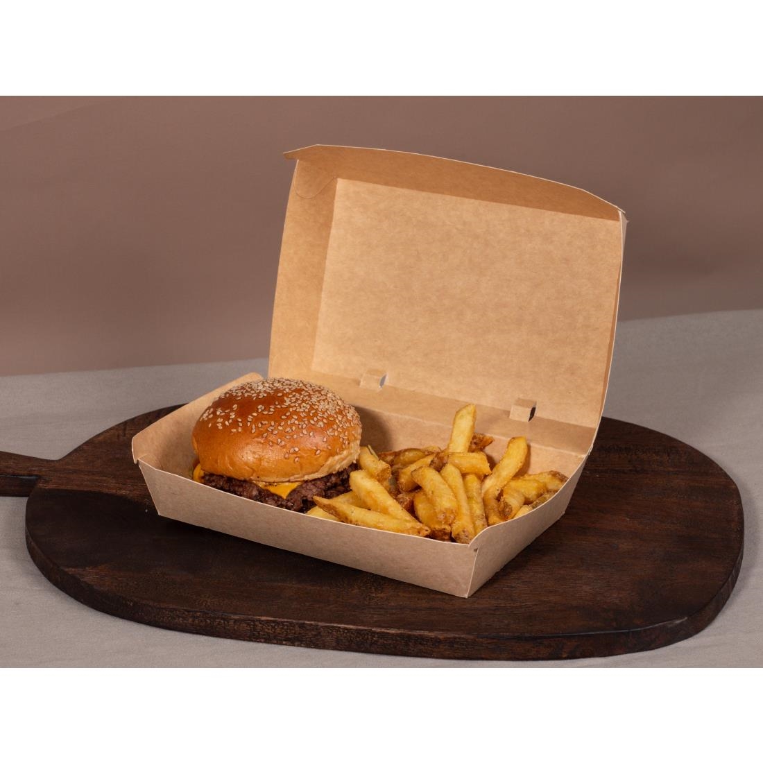 Notpla 7"x5" Clamshell Takeaway Boxes - Kraft (200 Pack) - Image 2