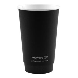 Vegware Double Wall Hot Cups Black 16oz (400 Pack)