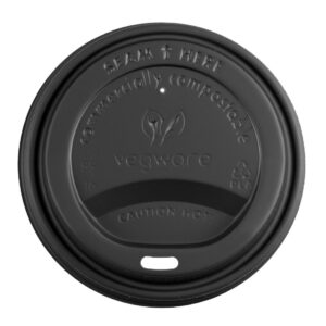 Vegware 89-Series CPLA Hot Cup Lids Black (1000 Pack)