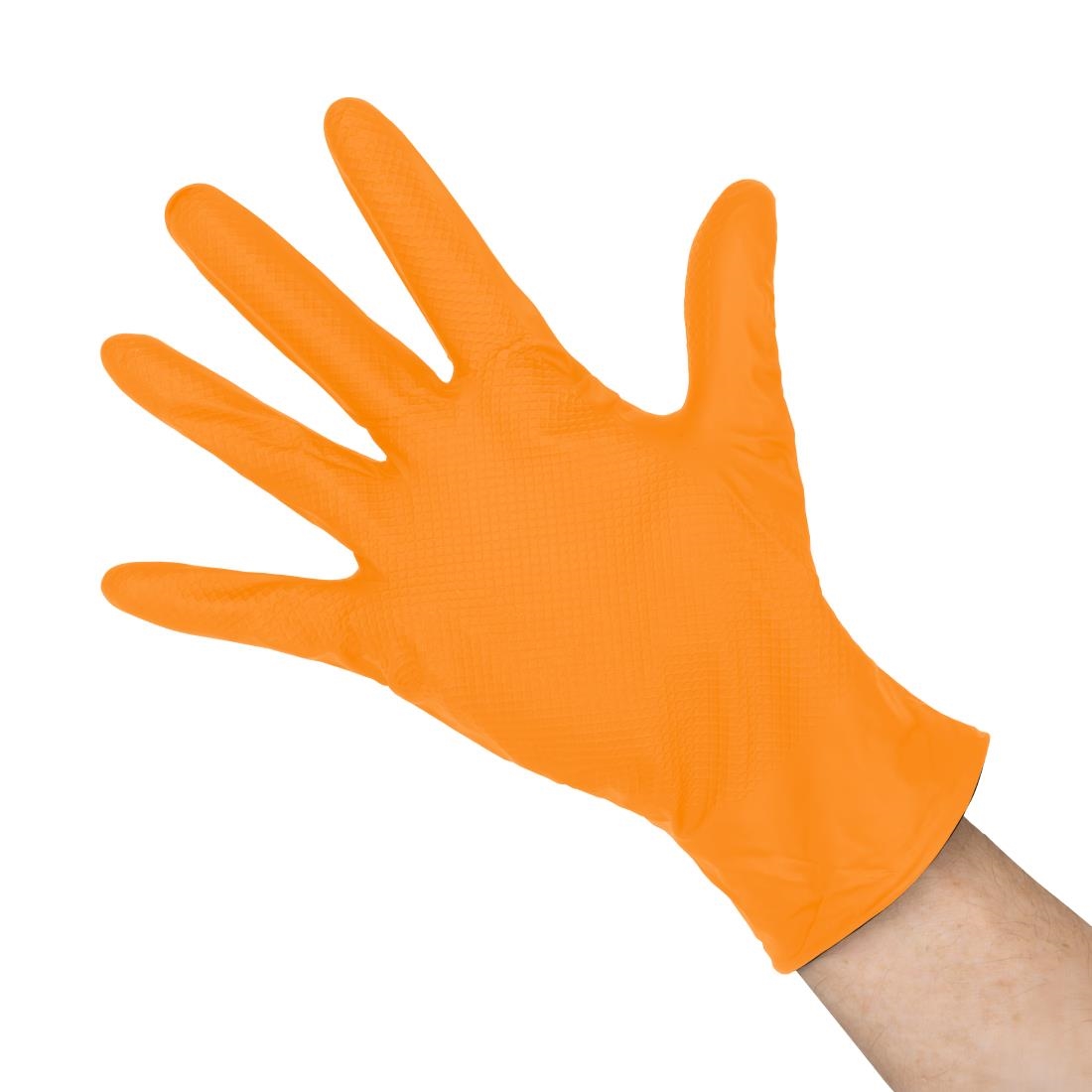Grippaz HD Nitrile Powder-Free Disposable Gloves Orange 10/XL (50 Pack)