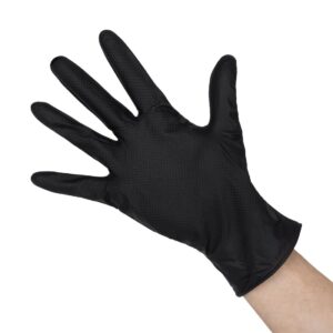 Grippaz HD Nitrile Powder-Free Disposable Gloves Black 10/XL (50 Pack)