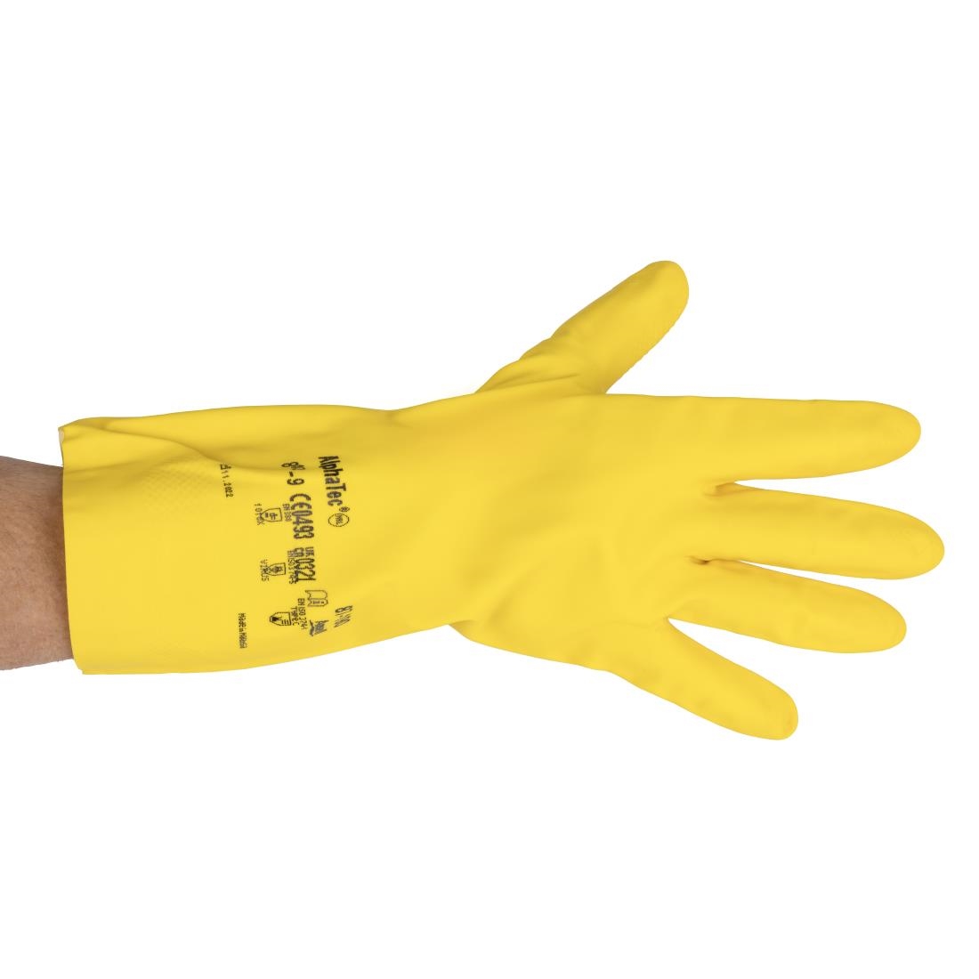 Ansell AlphaTec 87-190 Econohands Rubber Gloves Yellow L (12 Pack) - Image 2
