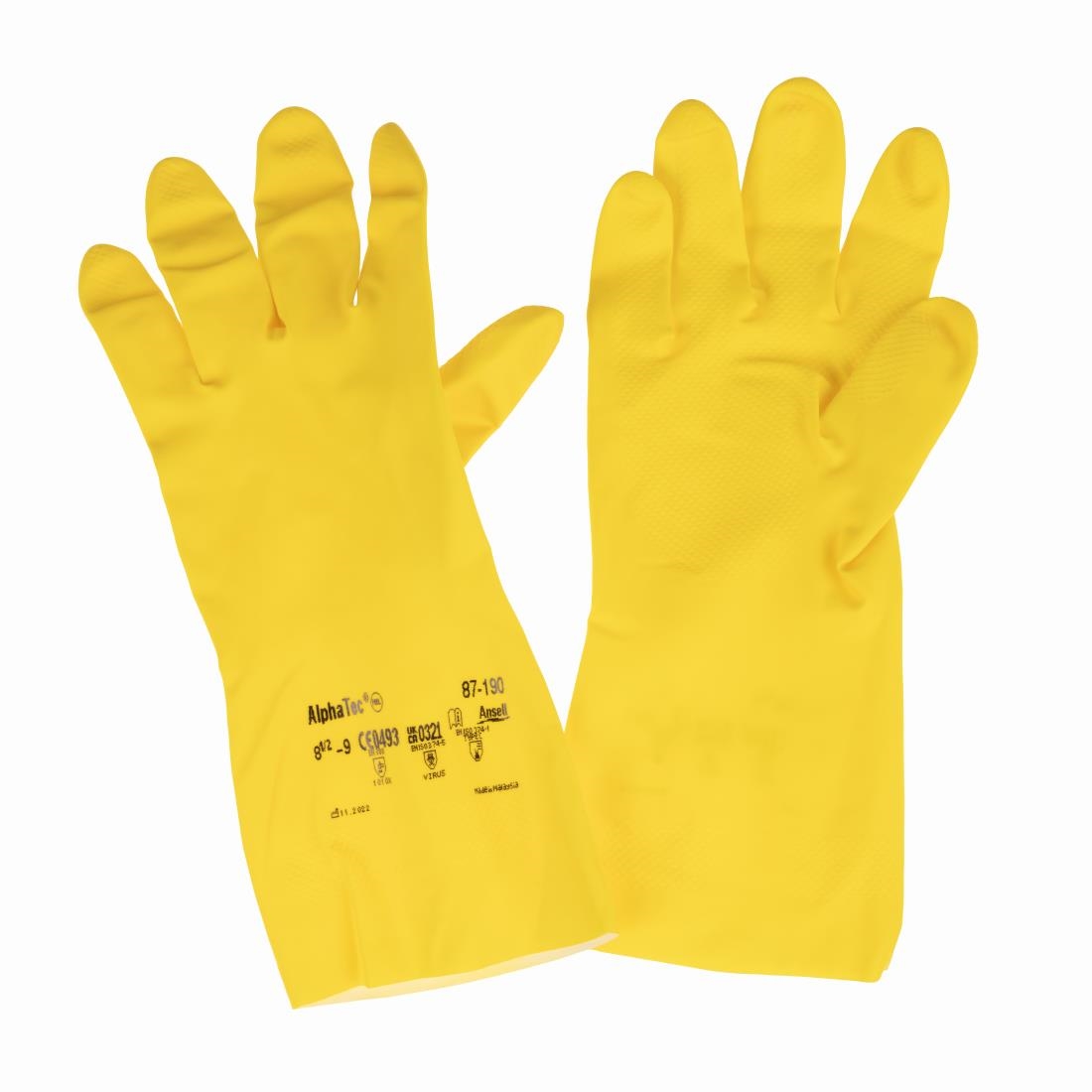 Ansell AlphaTec 87-190 Econohands Rubber Gloves Yellow L (12 Pack) - Image 3