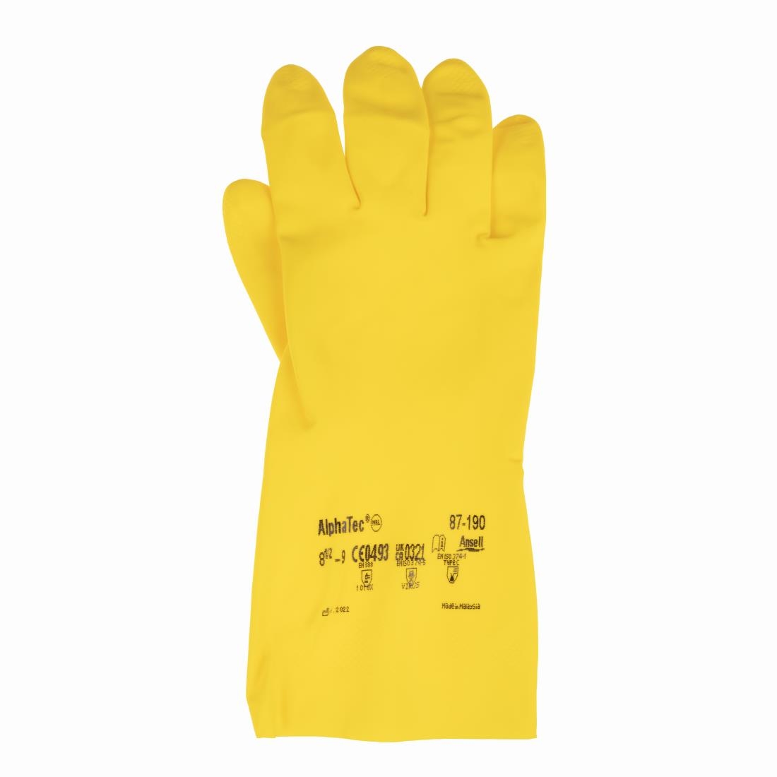 Ansell AlphaTec 87-190 Econohands Rubber Gloves Yellow L (12 Pack) - Image 5