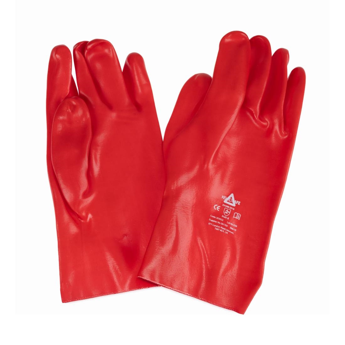 KeepSAFE PVC Coated Gauntlets Red 35cm Size 9 (12 Pack) - Image 3