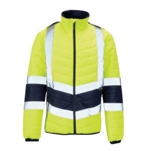 KeepSAFE Hi Vis Full Zip Puffer Jacket Two Tone Yellow/Navy 2XL