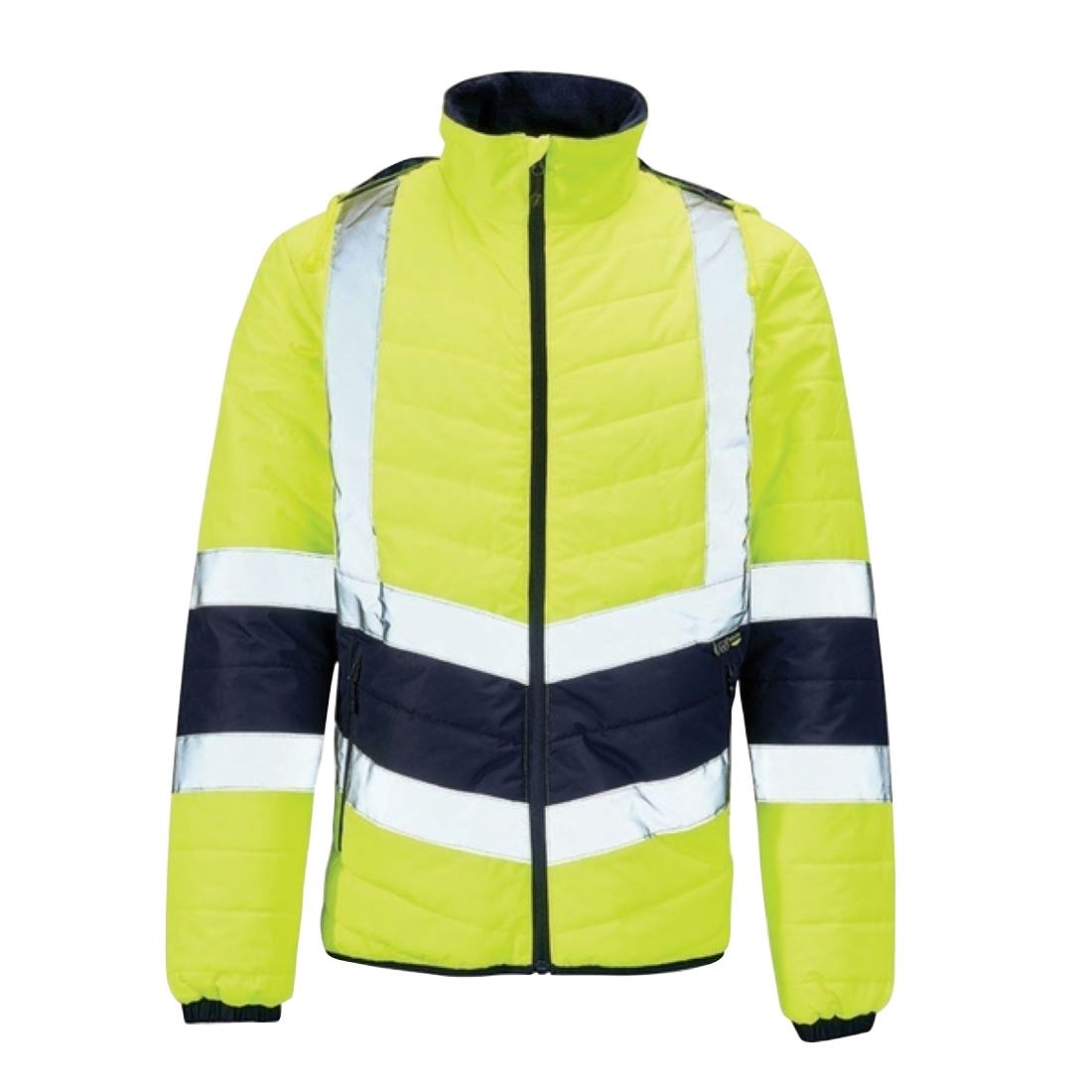KeepSAFE Hi Vis Full Zip Puffer Jacket Two Tone Yellow/Navy 2XL