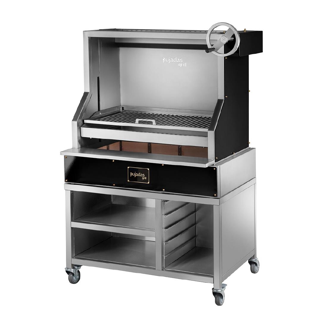 Pujadas Open Grill with V-Shaped Bars and Mobile Cabinet 8581011B