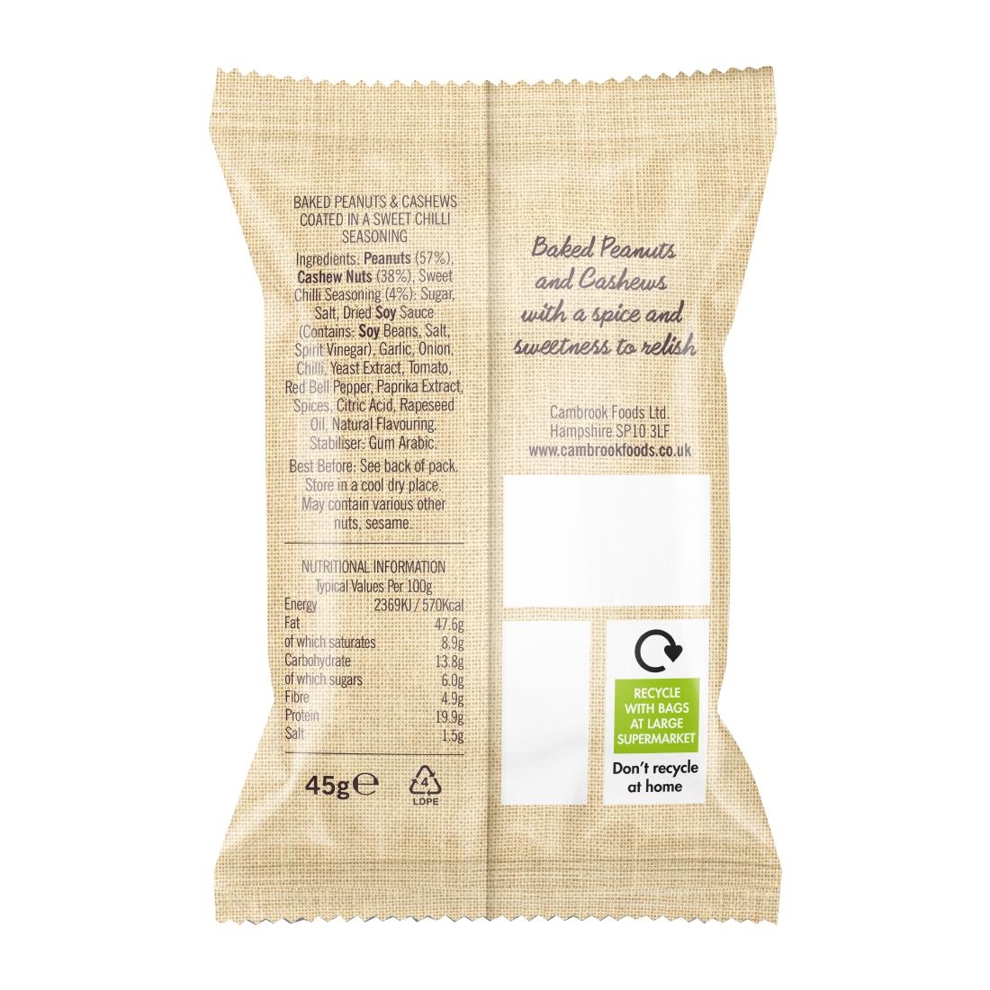 Cambrook Baked Sweet Chilli Peanuts & Cashews Snack Pack 45g (24 Pack) - Image 2
