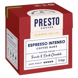 Presto Coffee Espresso Intenso Coffee Bags Enveloped 8g (10 Pack)