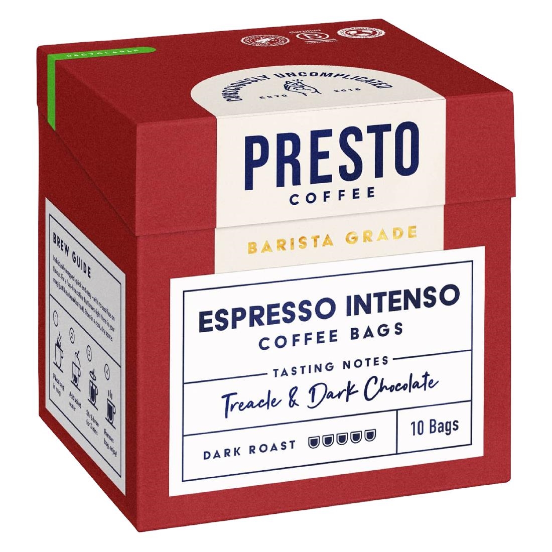 Presto Coffee Espresso Intenso Coffee Bags Enveloped 8g (10 Pack)