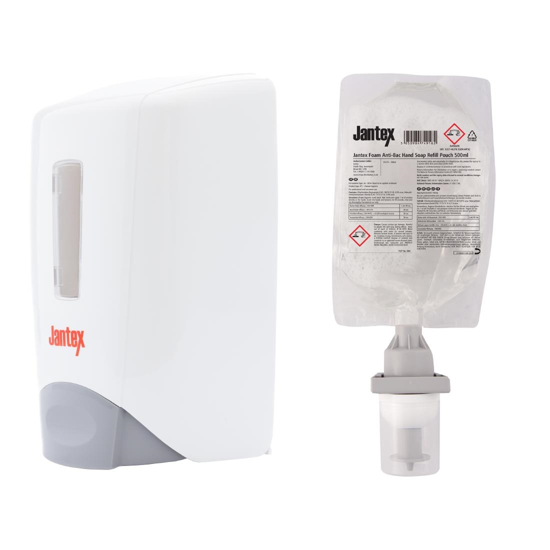 Jantex Manual Anti-Bac Soap Dispenser and Refill Bundle 500ml