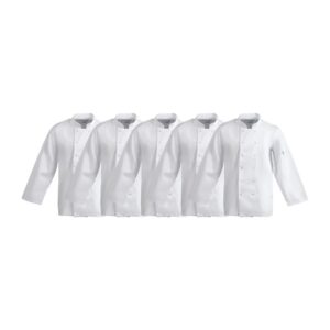 Whites Vegas Unisex Chefs Jacket Long Sleeve White L (5 Pack)