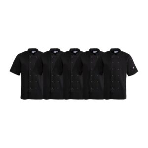 Whites Vegas Unisex Chefs Jacket Short Sleeve Black M (5 Pack)