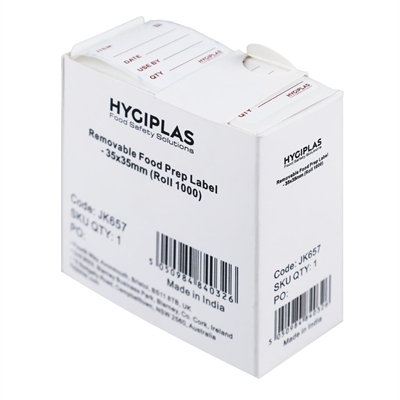 Hygiplas Removable Food Prep Labels 35x35mm (1000 Pack) - Image 3