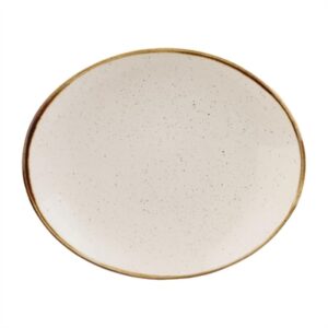 Churchill Stonecast Orbit Oval Coupe Plates Barley White 192x160mm (12 Pack)
