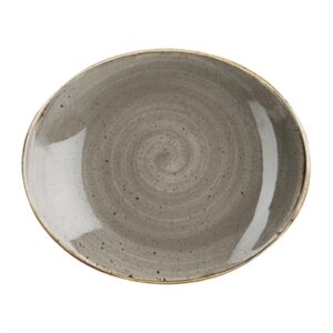 Churchill Stonecast Orbit Oval Coupe Plates Peppercorn Grey 192x160mm (12 Pack)