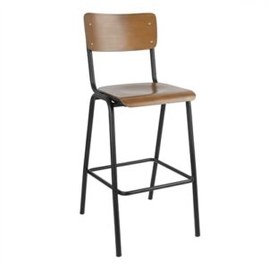 Bolero Cantina Back Rest High Stool with Seat Pad Dark Walnut Effect