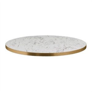 Omega Round Laminate Table Top White Carrara Marble 600mm