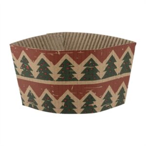 Fiesta Recyclable Christmas Cup Sleeves for 12oz Hot Cups (100 Pack)