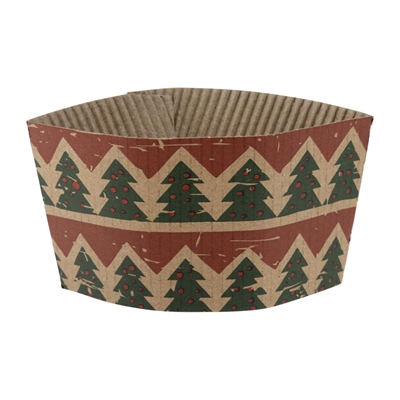 Fiesta Recyclable Christmas Cup Sleeves for 12oz Hot Cups (100 Pack)