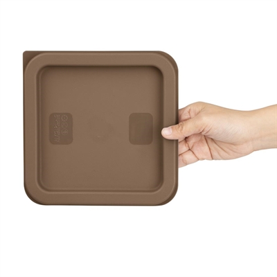 Hygiplas Square Food Storage Container Lid Brown Small - Image 4