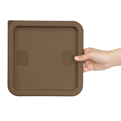 Hygiplas Square Food Storage Container Lid Brown Medium - Image 4
