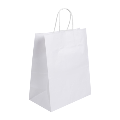 Fiesta Recyclable Twist Handle White Paper Bags Large (250 Pack)