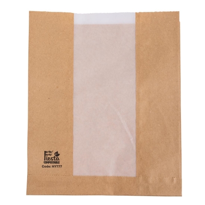 Fiesta Compostable Bread Bags with Glassine Window 266x215x88mm (Pack 1000)