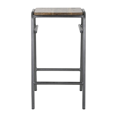Bolero Cantina Compact Bar Stools with Mango Wood Seat Pad Gunmetal (4 Pack) - Image 2