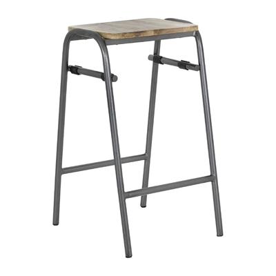Bolero Cantina Compact Bar Stools with Mango Wood Seat Pad Gunmetal (4 Pack) - Image 6