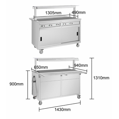 Buffalo Mobile Servery with Solid Heated Top 4x 1/1 GN - Image 4