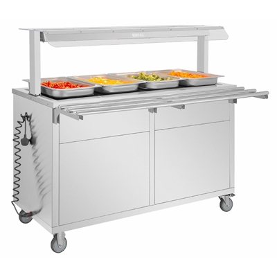 Buffalo Mobile Servery with Solid Heated Top 4x 1/1 GN - Image 7