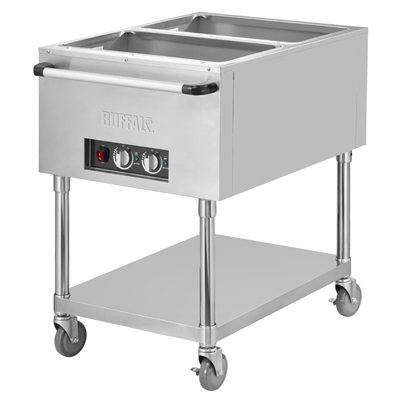 Buffalo Mobile Bain Marie Trolley 2x 1/1GN - Image 2