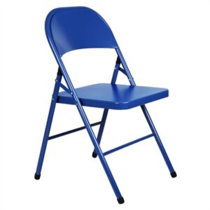 Bolero Metal Folding Chairs Blue (4 Pack)