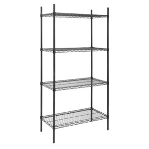 Nisbets Essentials Flat Pack 4 Shelf Unit Black Epoxy Coated 1830x910x460mm