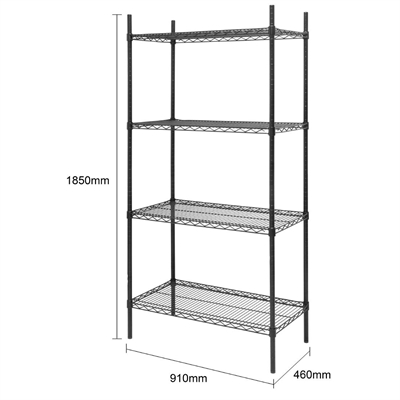 Nisbets Essentials Flat Pack 4 Shelf Unit Black Epoxy Coated 1830x910x460mm - Image 8
