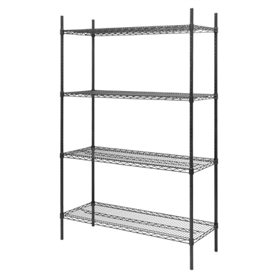 Nisbets Essentials Flat Pack 4 Shelf Unit Black Epoxy Coated 1830x1220x460mm - Image 2