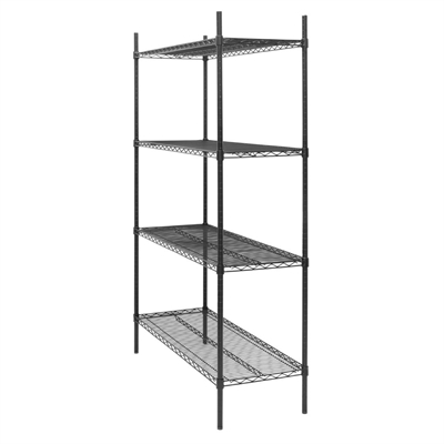 Nisbets Essentials Flat Pack 4 Shelf Unit Black Epoxy Coated 1830x1220x460mm - Image 3