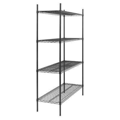 Nisbets Essentials Flat Pack 4 Shelf Unit Black Epoxy Coated 1830x1220x460mm - Image 4